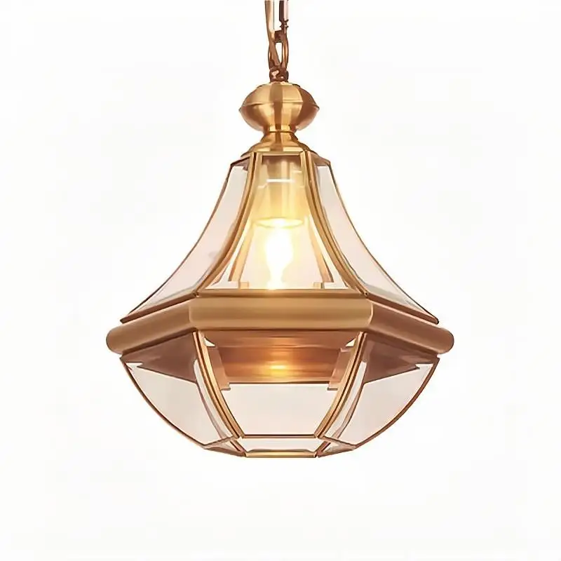 

American Style Rural Full Copper Waterproof Chandelier Villa Porch Lamp Outdoor Sun Room /Corridor /Balcony Pavilion Brass Lamp