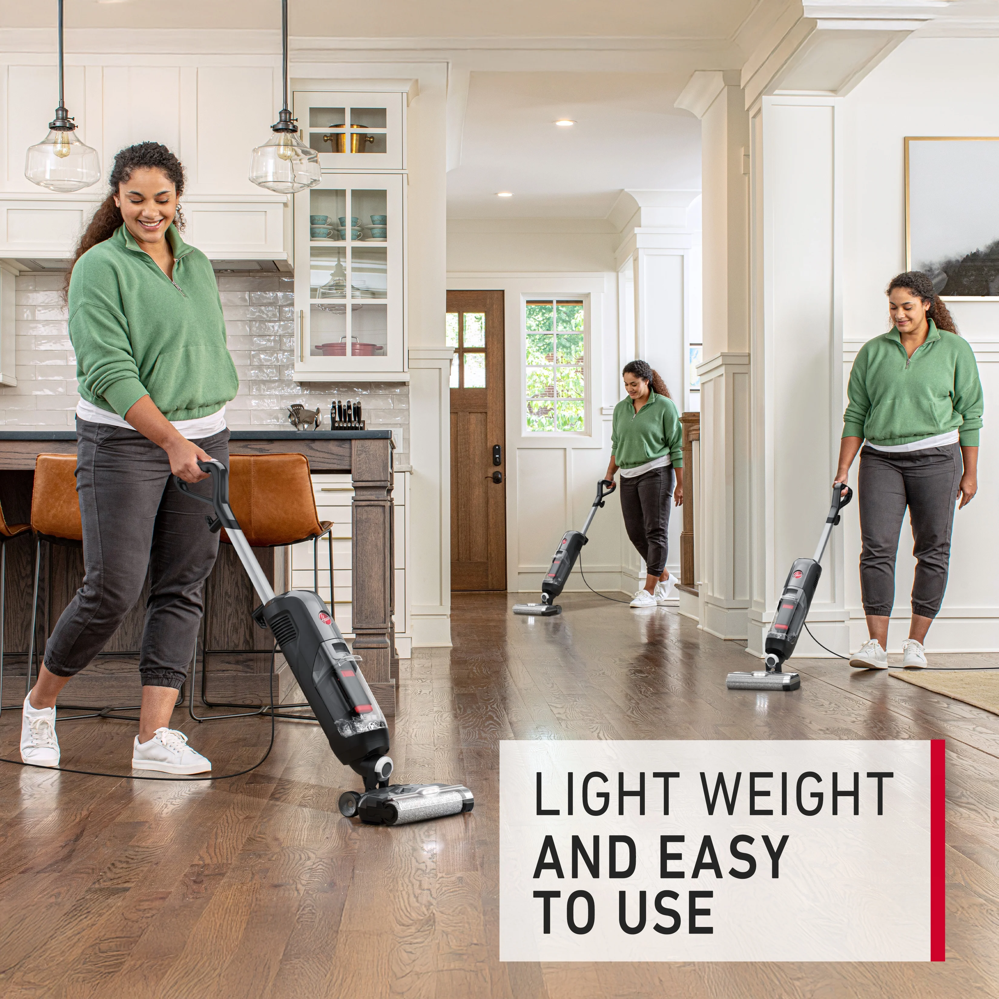 هوفر انسيابية سلك قوي منظف هواء رطب وجاف متعدد الأسطح مثالي للأرضيات الصلبة، إزالة شعر الحيوانات الأليفة، شفط قوي، تنظيف ذاتي، شاشة العرض ووضع تعزيز، CDHF-SLME