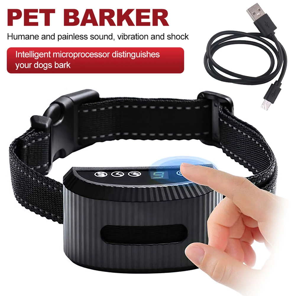 Dog Anti-Bark Collar Rechargeable Bark Terminator Advanced Bark Control Shock Collar Training Neck Strap with Beep Vibration