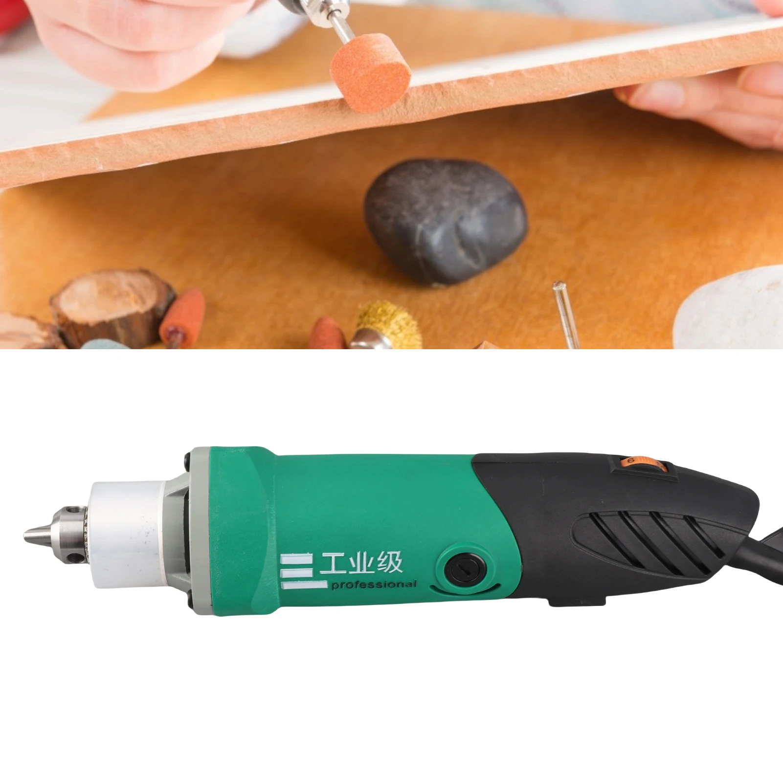 Angle Grinder HT2420 500W Electric Grinding Set for Jade Metal Glass Cutting 6.5mm Speed Control Chuck Kit Mini Electric Grinder