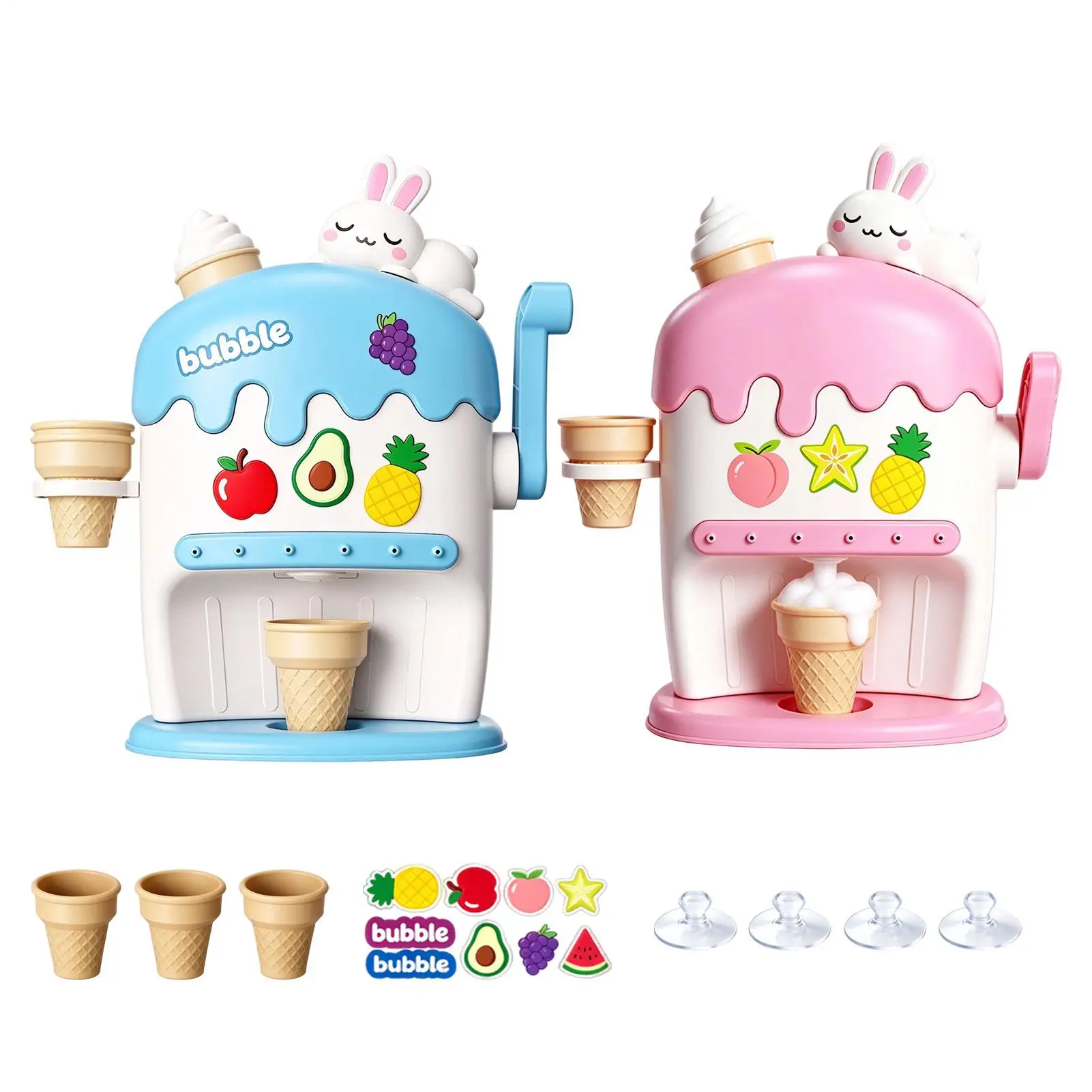 Bath Ice Cream Foam Maker Suction Cup Wall Mounted Hand Cranked Interactive Bath Time Bubble Maker Toy For Kids Age 3 Year Old