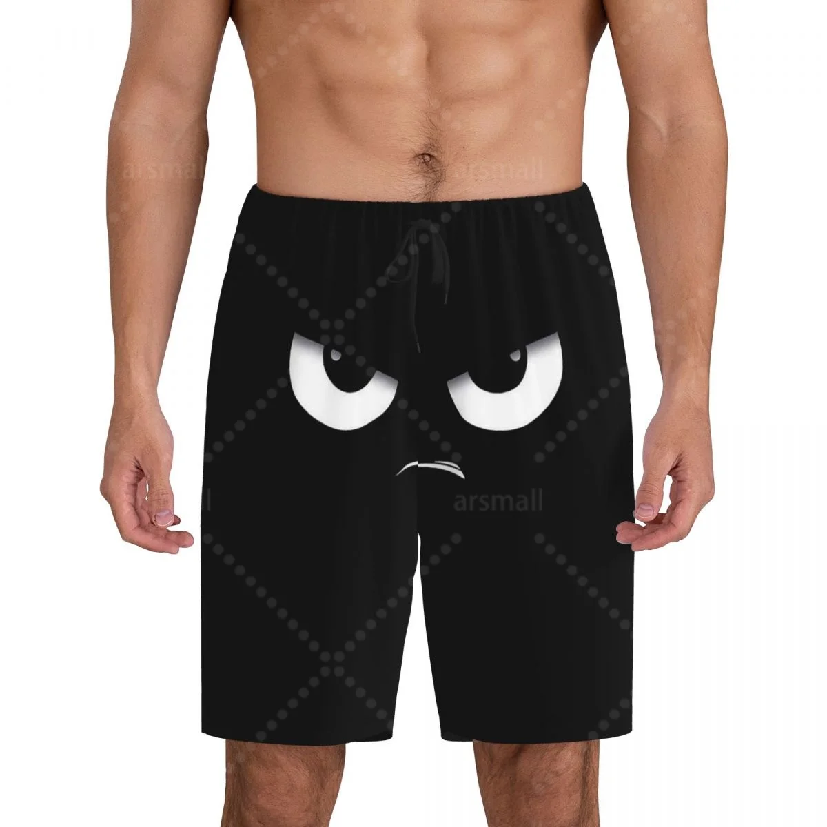 

Angry Eyes Men's Cool Flat Horn Shorts Street Stretch Shorts Beach Shorts Daily Wear Underwear Sleepwear