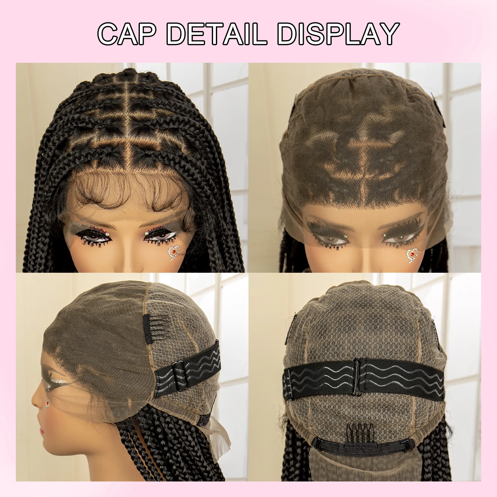 Synthetic Full Lace Knotless Box Braided Wigs for Black Women 36 Inches Lace Frontal Twist Braiding Wig with Baby Hair