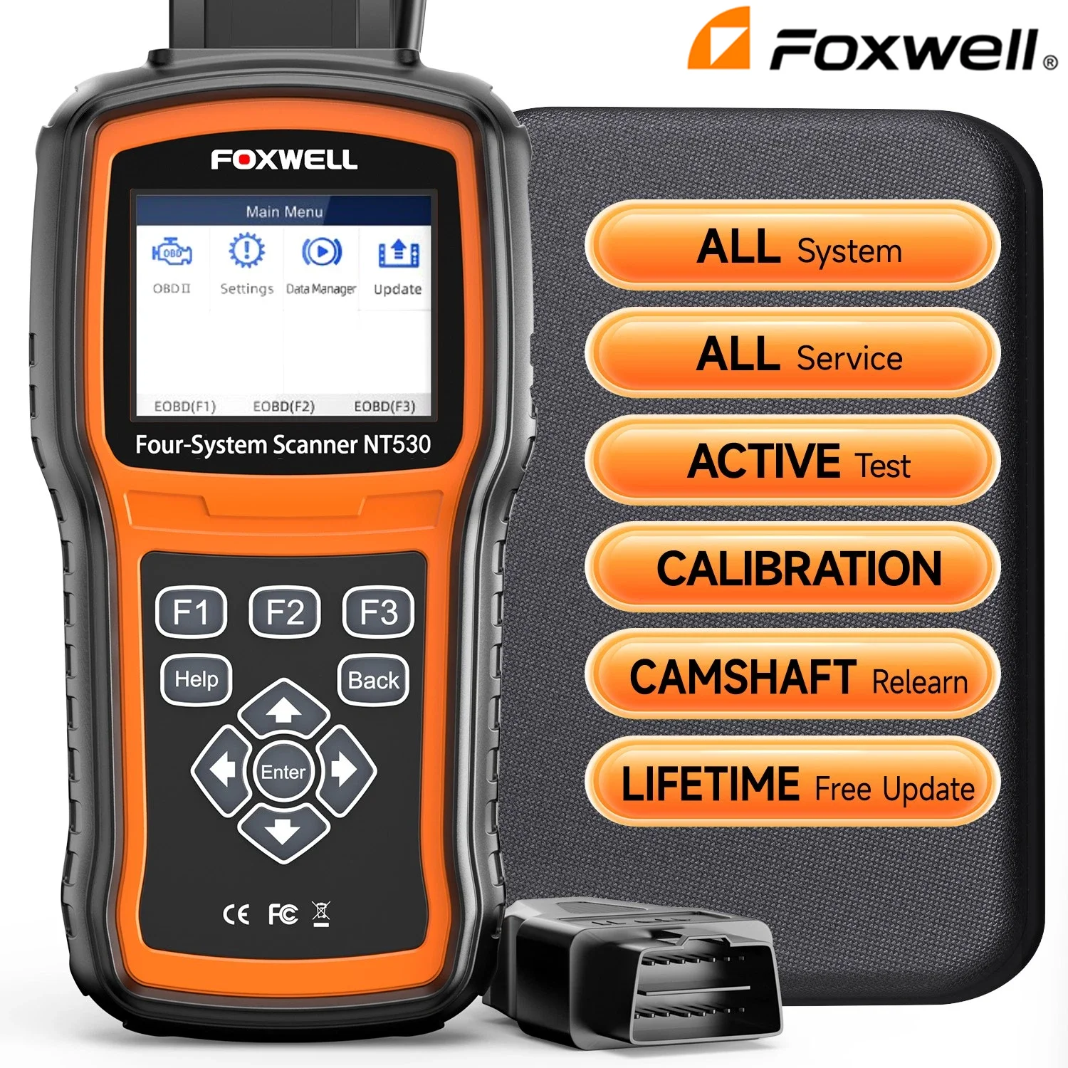 FOXWELL NT530 PLUS, passend für BMW, vollständiges Diagnosegerät für Fahrzeuge, OBD2-Scanner, bidirektionale aktive Tests, Auto-Diagnosewerkzeug, über 35 Reset-Funktionen, lebenslange kostenlose