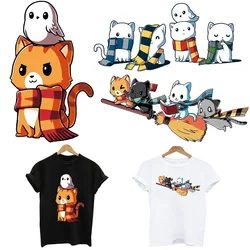 2Pcs/Lot Magic Owl Cute Heat Thermal Transfer Stickers For Children's Clothes Iron On Anime Fusible Thermoadhesive Patches DIY