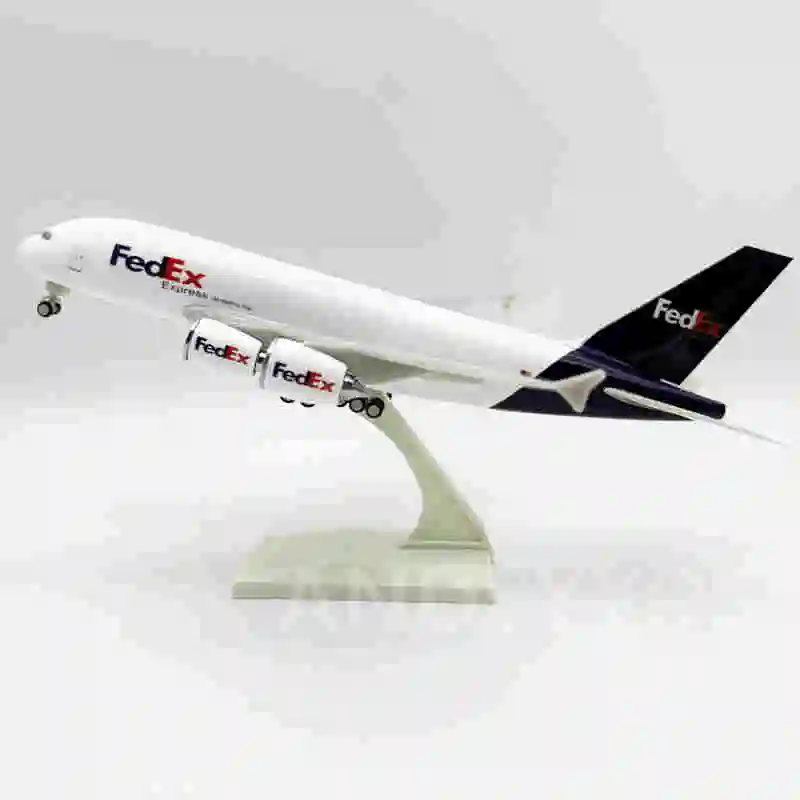 Avión a Escala de 30 cm, 1/240, Avión Fedex A380, Modelo de Avión de Resina con Ruedas y Tren de Aterrizaje, Juguete de Avión, Decoración de Oficina