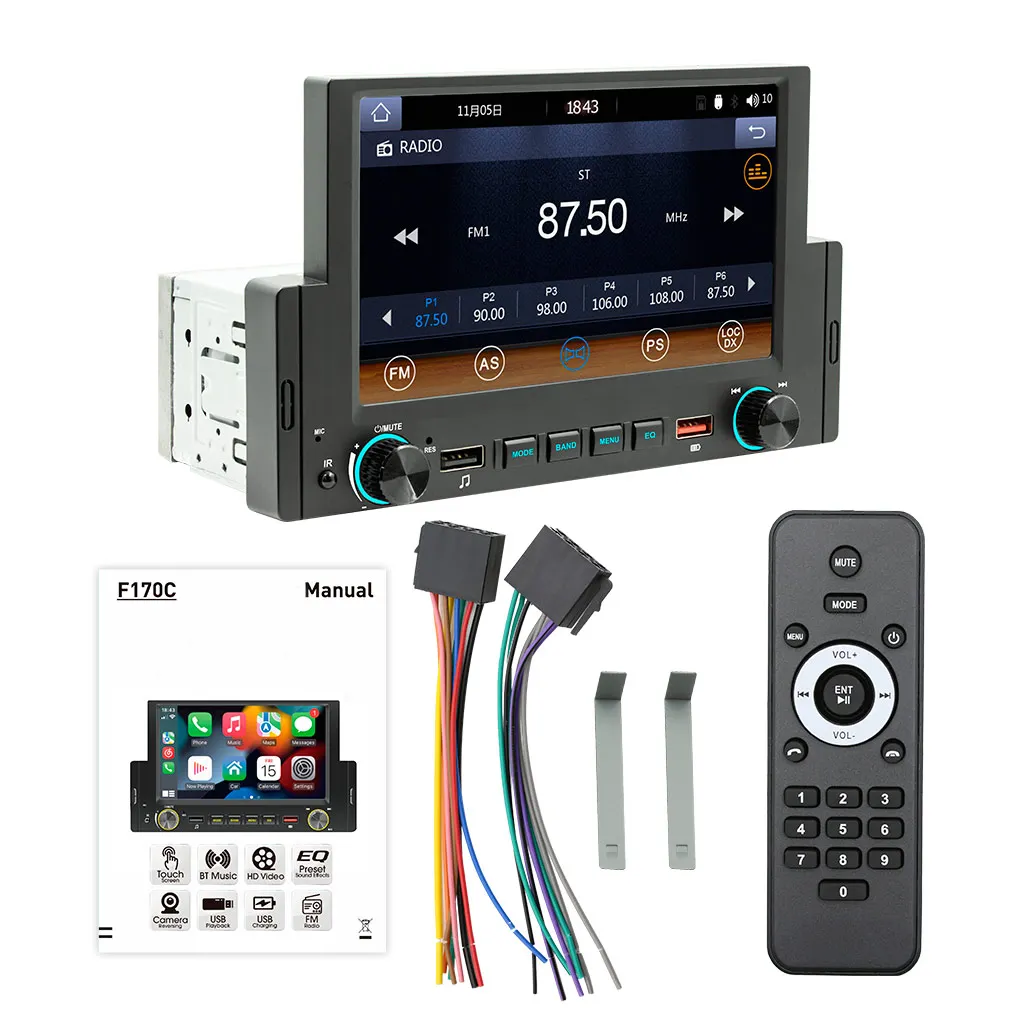 6.2 Inch Car Bluetooth-compatible 5.1 1 Din MP5 Player Interior Music Players Multimedia Device Automobile Accessories