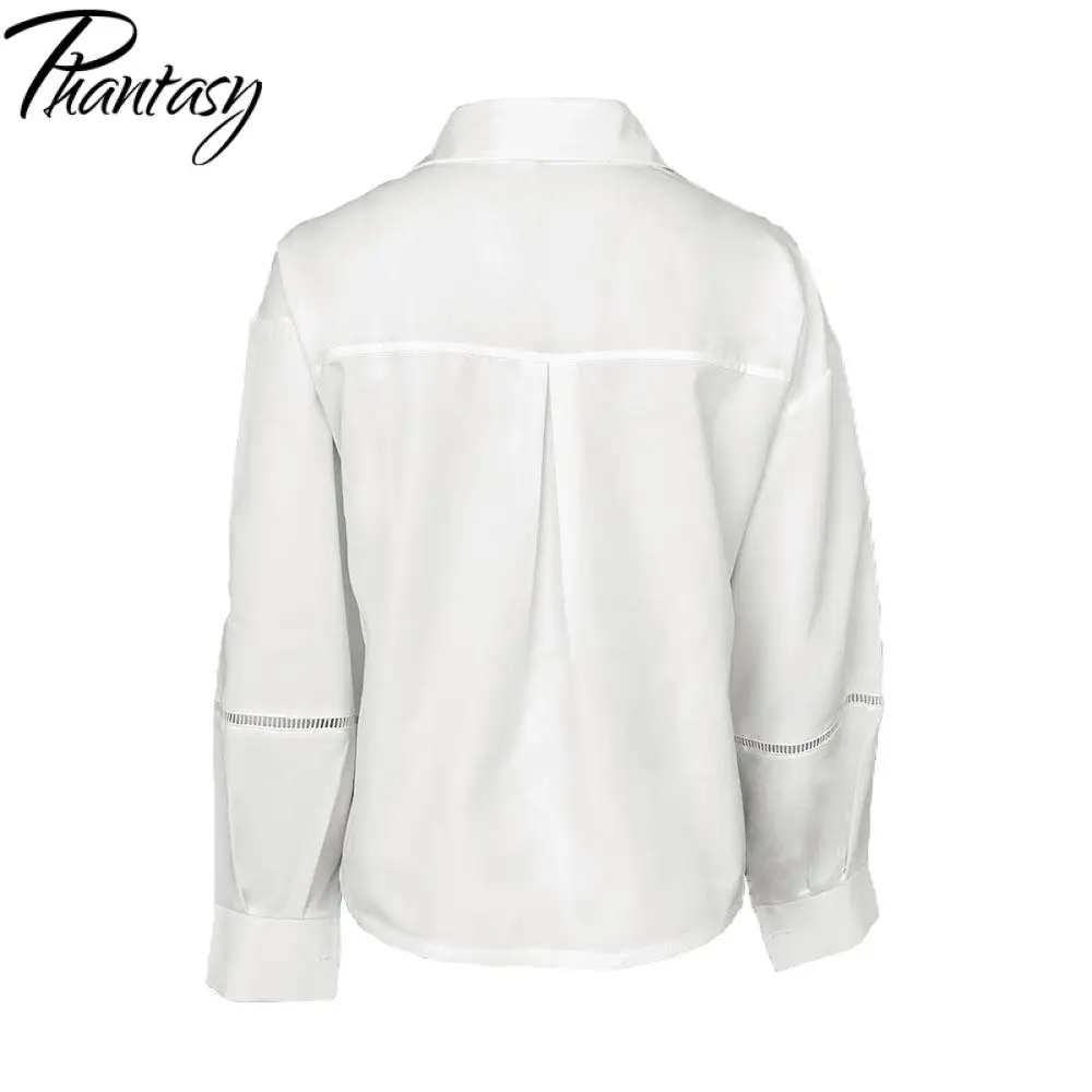 Phantasy Französisch Weiß Hohl Gesticktes Einfaches Hemd Damen Herbst Neue Lose Elegante Kleine Hemd Top Damen Tägliche Kleidung