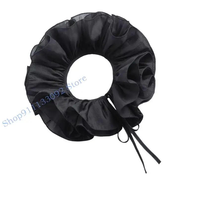 H9ED Halloween Narr Halskrause Kostüm Prop Atmungsaktive Mesh Kragen Cosplay Zubehör Für Erwachsene Kinder Cosplay Kleidung