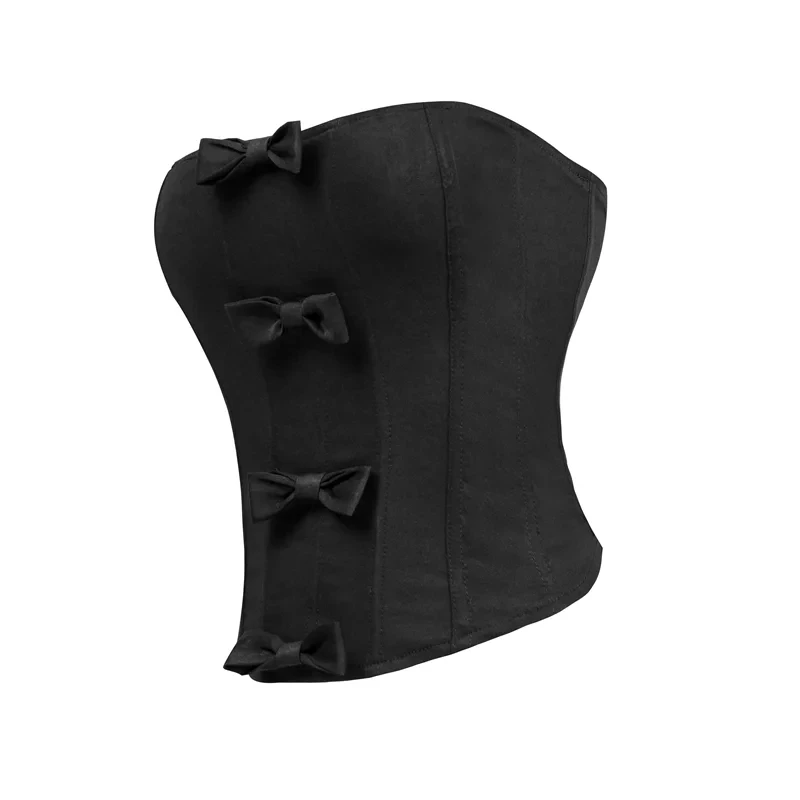 Black Sexy Fishbone Corset Shaper Ladies Slimming Bowknot Corsets Underbust Bustiers Women Summer Crop Tops Streetwear Clothes