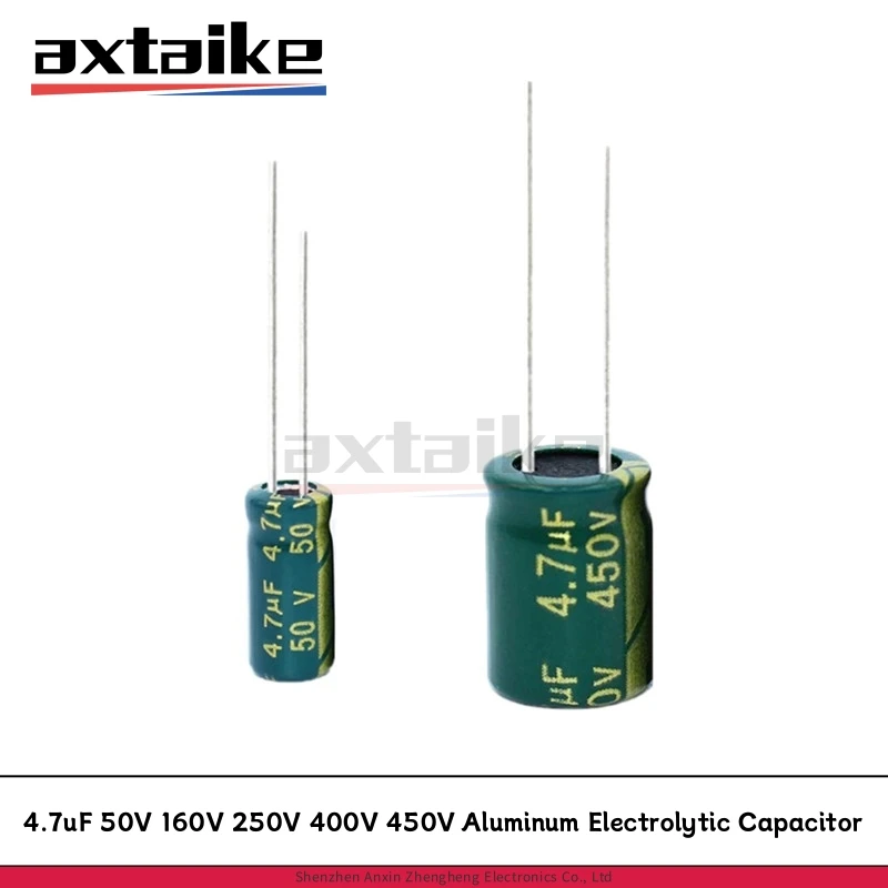 20/50PCS 4.7uF 50V 160V 250V 400V 450V 5*11MM 8*12MM High Frequency Low ESR Aluminum Electrolytic Capacitor DIP