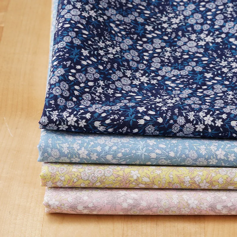 

45x108cm 60s Pure Cotton Sheer Light Daisy Printed Fabric For DIY Sewing Patchwork Quilting Shirt Dress Handmade Cloth