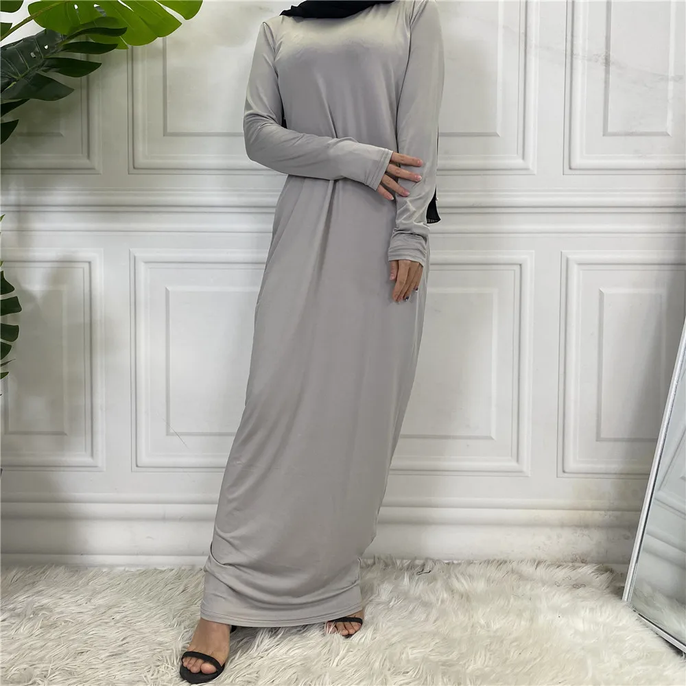 Cáqui macio feminino muçulmano abayas dubai mangas compridas vestidos finos islâmicos moda senhoras vestidos casuais abaya atacado rimaire