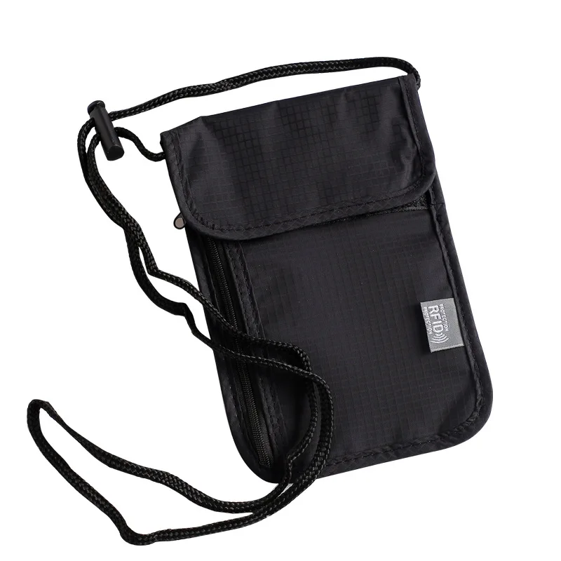 Nylon Anti-Theft Travel Passport Neck Bag RFID Blocking Phone Wallet Pouch for Men Women Fanny Pack Crossbody Bag Card Holder