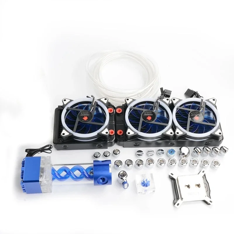 FREEZEMOD INTEL/AMD Soft Tube Kit ,CPU+Fan+Fittings+Radiator +Pump Box+Hose Integration use for Water Cooling System BASIC-KIT3
