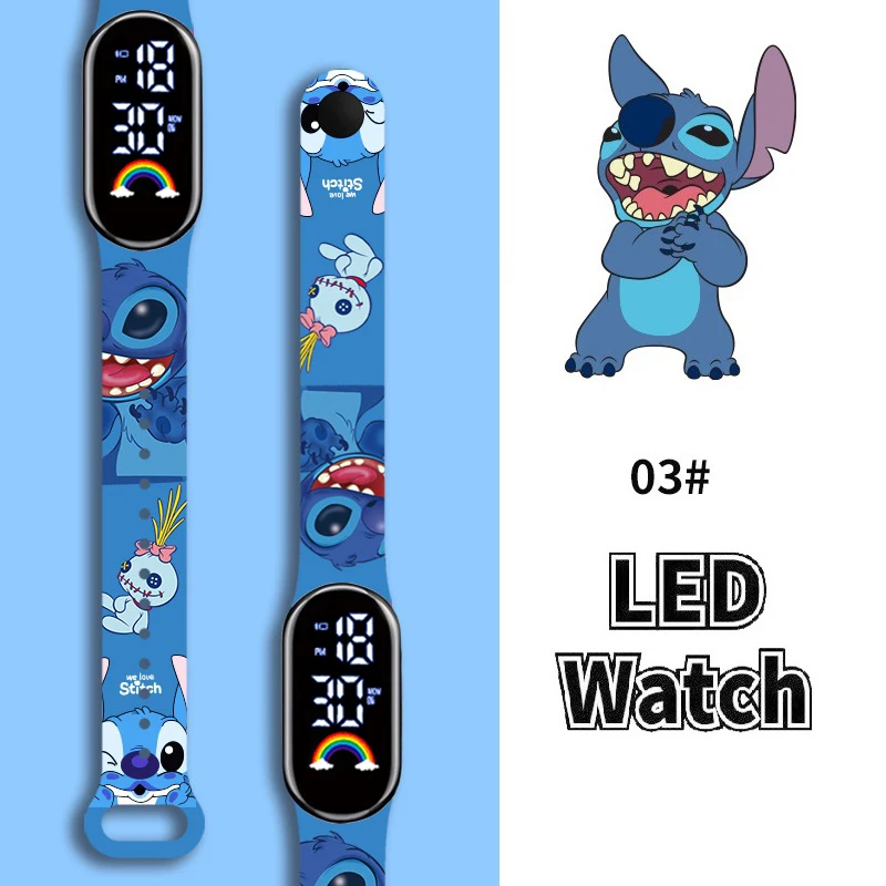 Disney Cartoon Stitch Children Watches Girls Fashion Bracelet LED Women Watch Kids Electronic Digital Waterproof Clock