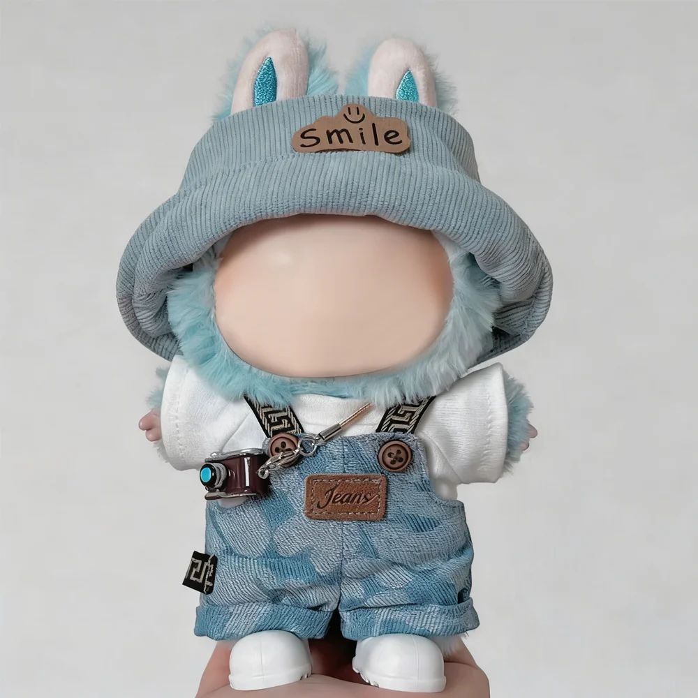 Vestiti per le bambole Vestito Tute da cowboy Set con accessorio per cappello per 17 cm Labubu V1V2V3 Giocattoli in cotone Decorazione Mini vestiti per bambole Festa