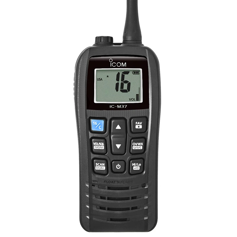 Ic-m37 walkie-talkie genggam maritim, kapal berth VHF 6W mesin genggam