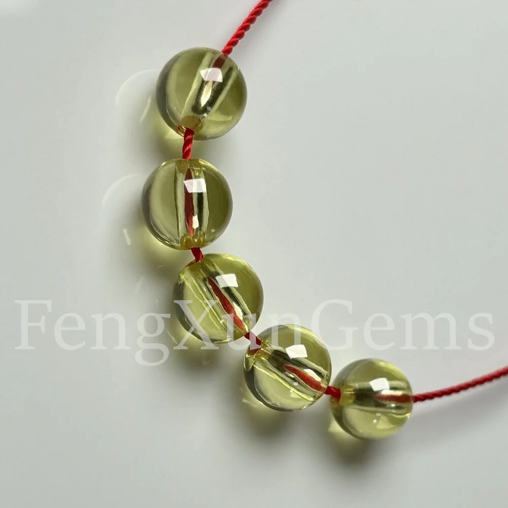 Round Ball Single Hole Spherical Beads Loose Cubic Zirconia Gems Olive Yellow AAAAA Stone for Jewelry making