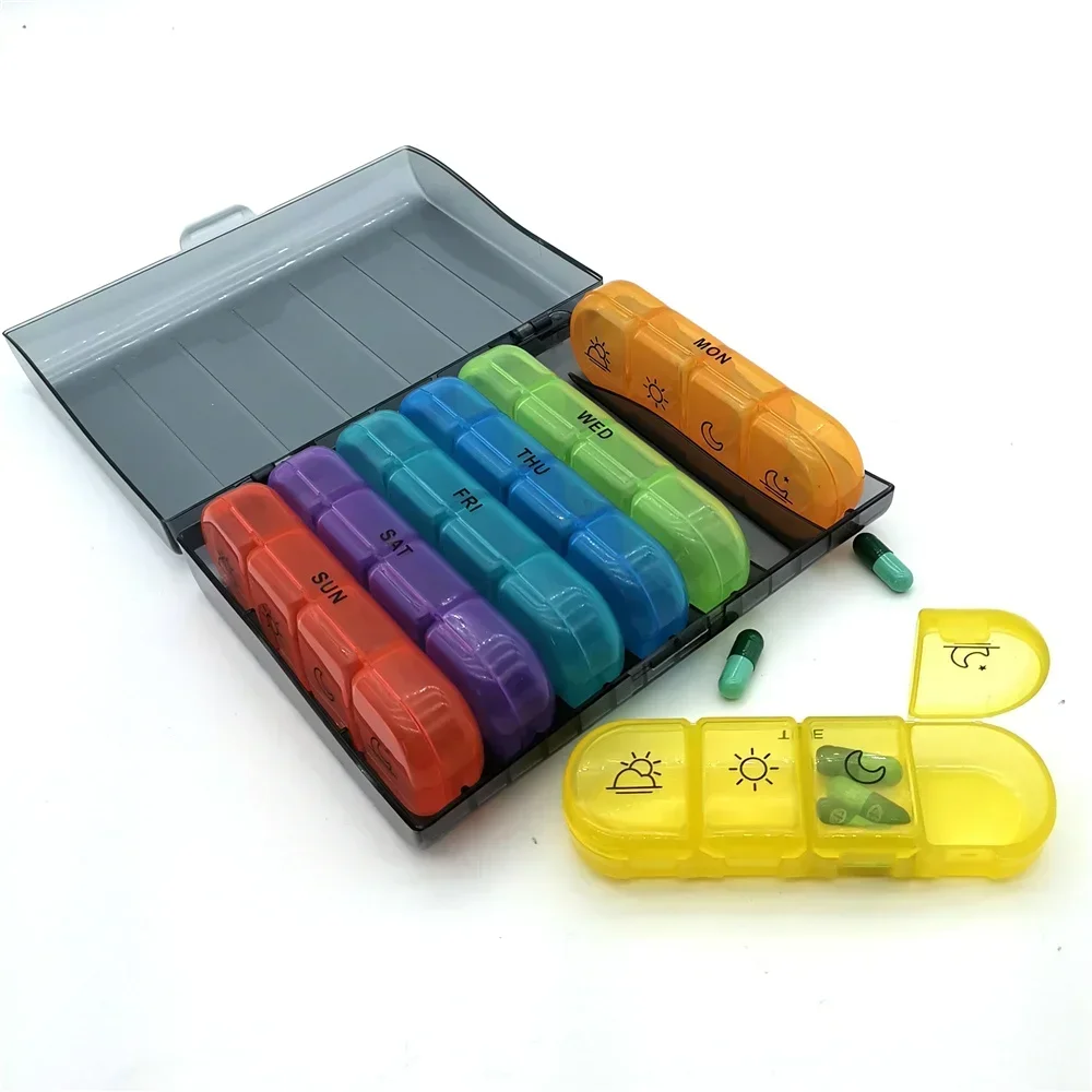 28 Grid Weekly Pill Organizer 4 Times A Day with 7 Daily Large Pill Box Cases To Hold Fish Oils Vitamins Pills Organizer Case