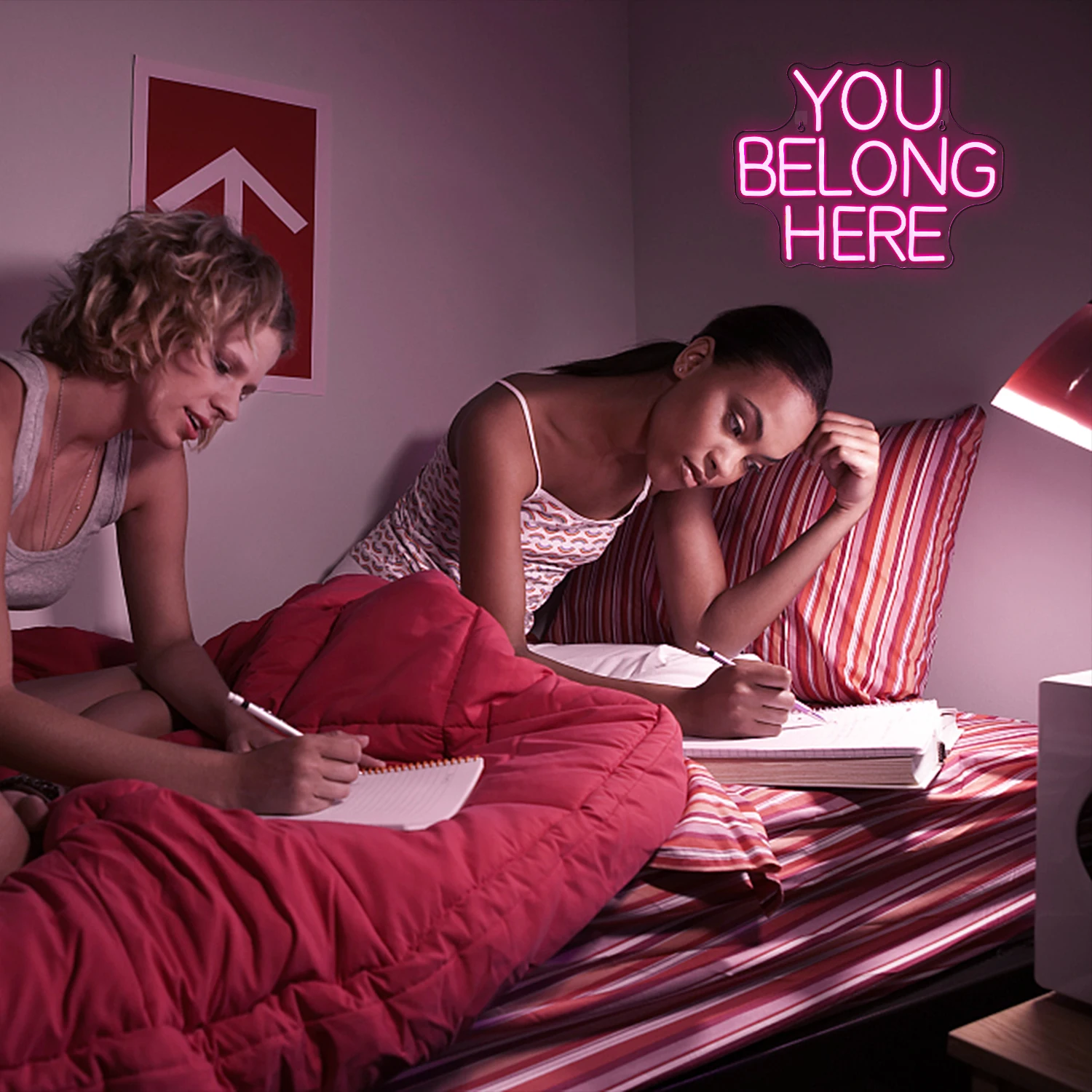 You Belong Here Neon Sign Pink Led Sign Word Neon Lights USB Powered Wall Decor for Bedroom Living Room Party Bar Neon Decor