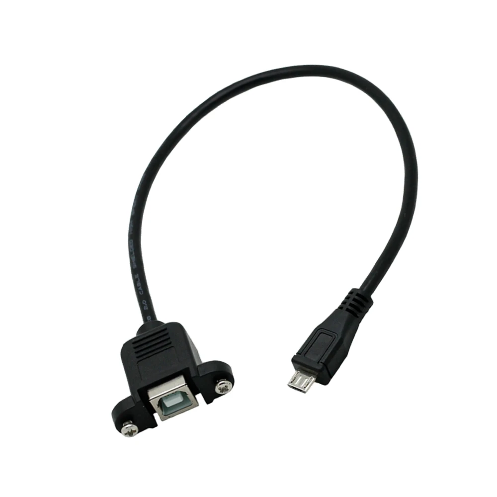Micro USB to USB 2.0 Type B Female Cable Extension Cable with Panel Mount Screw Hole Lock Connector Adapter 0.3 M 0.5 M