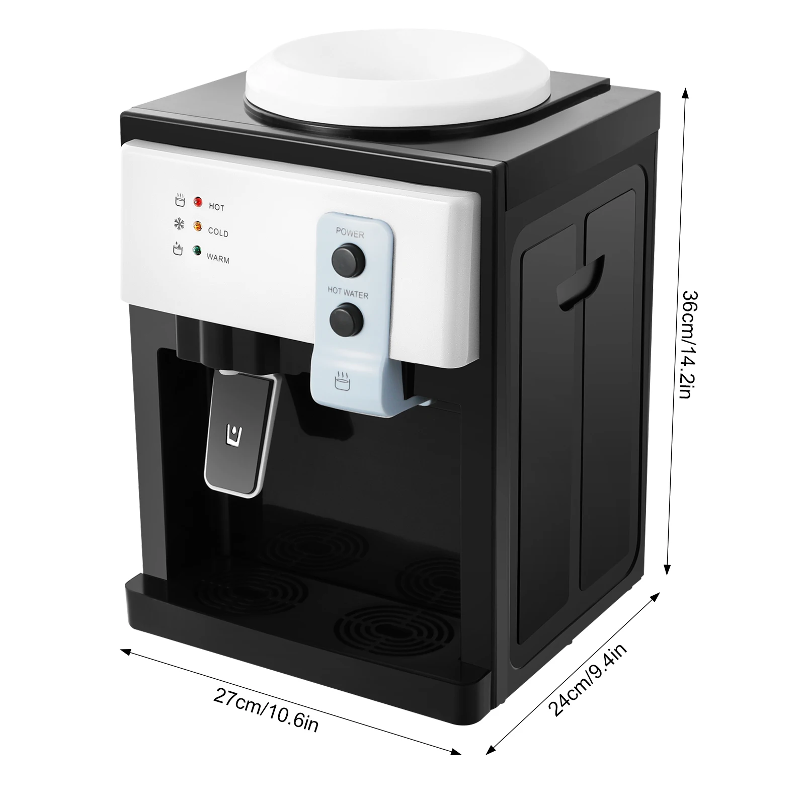 Elektrische warm- en koudwaterkoelerdispenser Veelzijdige desktop-waterdispenser met bovenlader voor thuiskantoor (110V US / 220V EU)