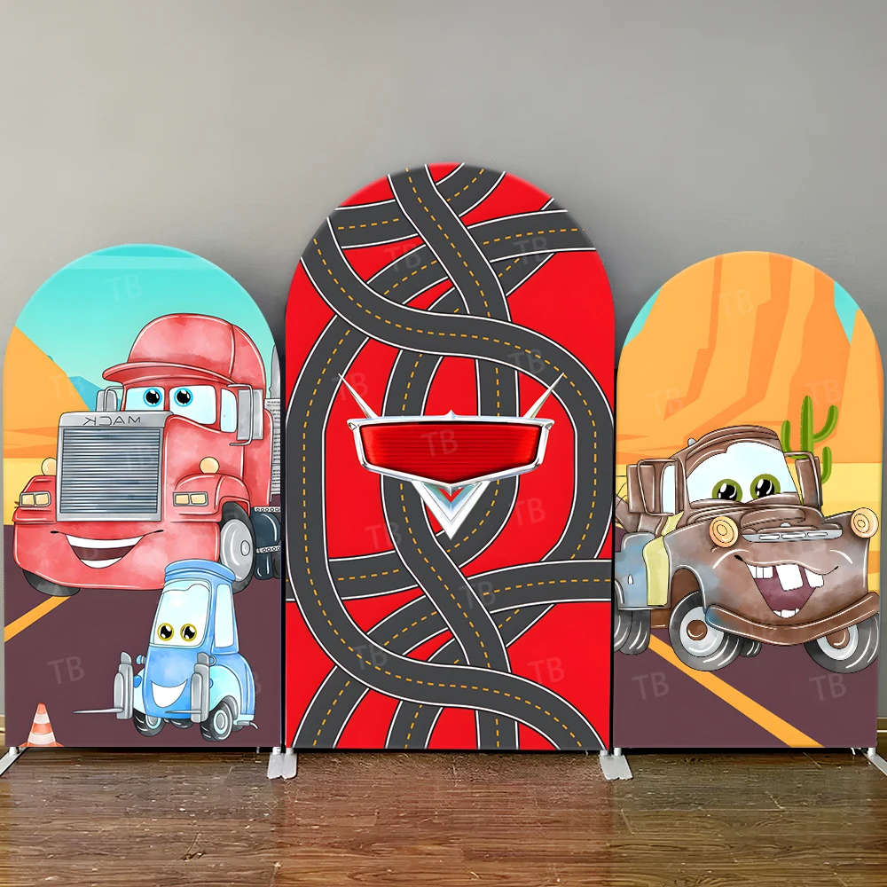 

Disney Pixar Cars Arch Backdrop cover Mack Truck , Cool Photo Booth Props for Kids' Birthday Parties&Home Decoration