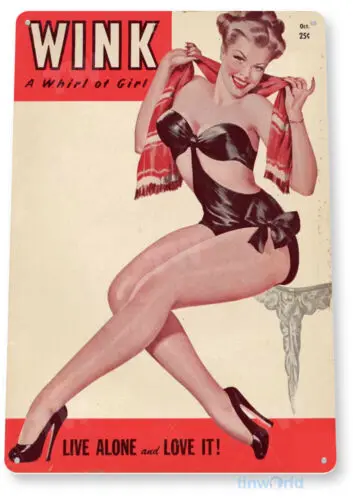 TIN SIGN Wink Whirl Girl Pin-up Metal Décor Wall Art Shop Cave A688-Aluminum