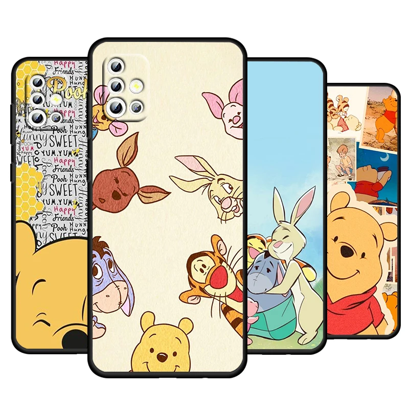 Winnie The Pooh For Samsung Galaxy A73 A54 A52S A72 A71 A52 A51 A22 A32 A21S 4G 5G Silicone Soft Black Phone Case