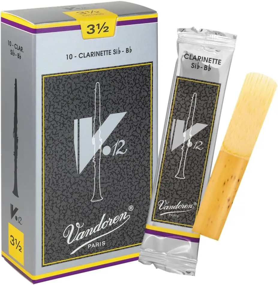 

Bb Clarinet V.12 Reeds Strength 3.5, Box of 10 - Thicker Tip for Rich Sound