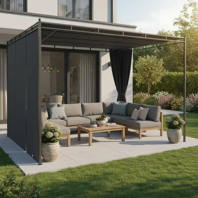 Altana ogrodowa avec rideau latéral, 4 x 3 x 2,25 m, anthracite