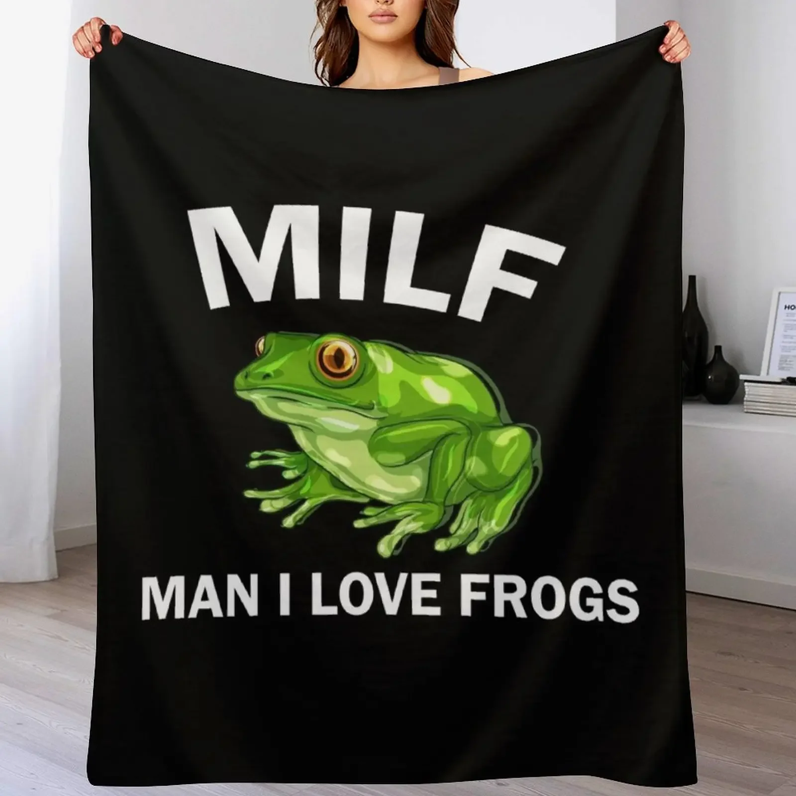 Man i love frogs bumper Throw Blanket Soft Sherpa Fleece Warm Blanket for Winter