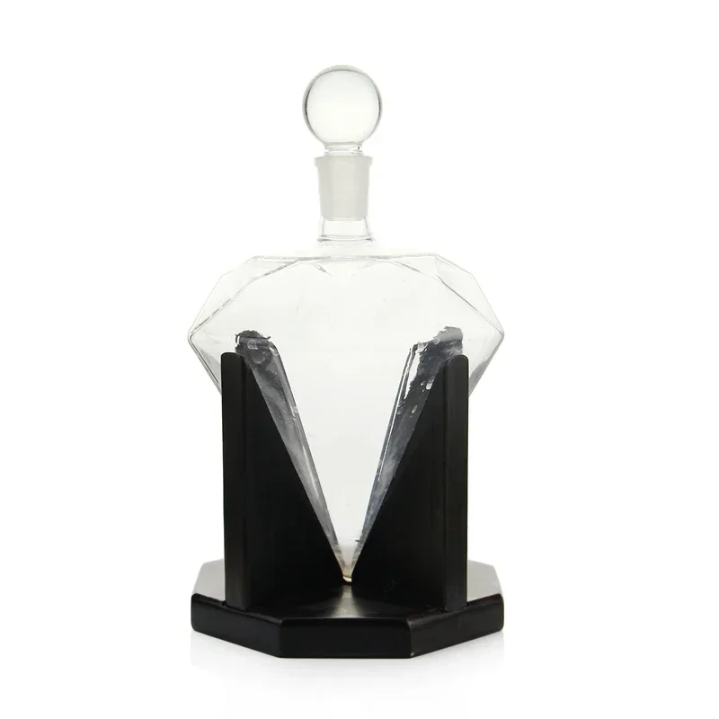 Hot Sales1000 Ml Stocked Glass Diamond Decanter With Color Box Package