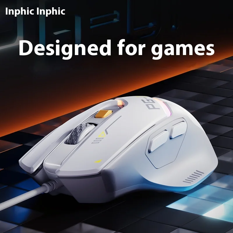 Inphic Pg1 Wired Lightweight Mouse Games Dedicated Rgb Mechanical Notebook Computer Games Office Multi-Scene Applicable