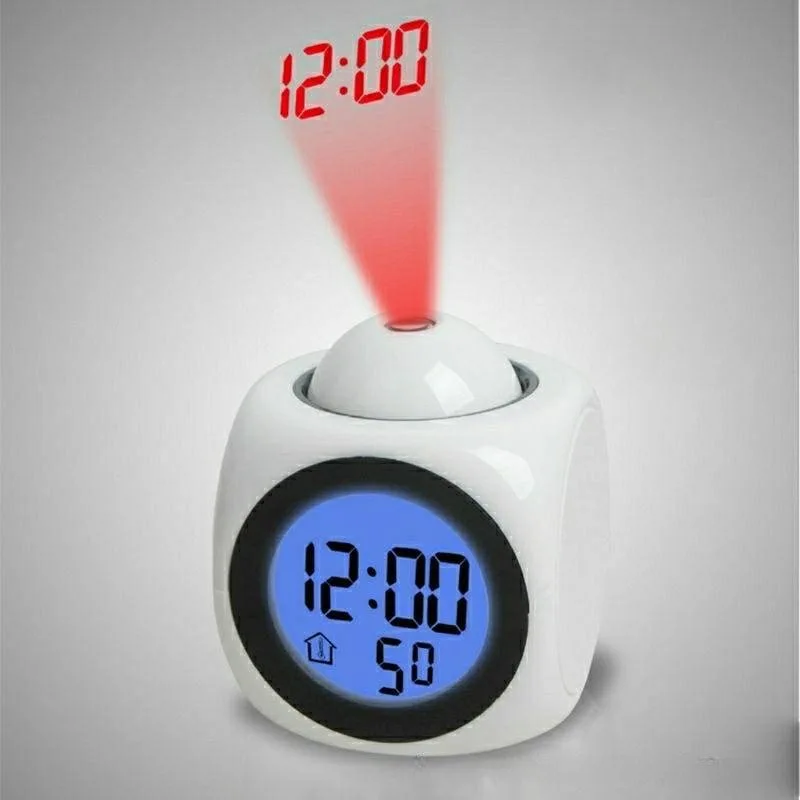 Projection Alarm Clock Ceiling Display  Desk Table Clock Voice Multifunction Digital Projection Clock Temperature Display