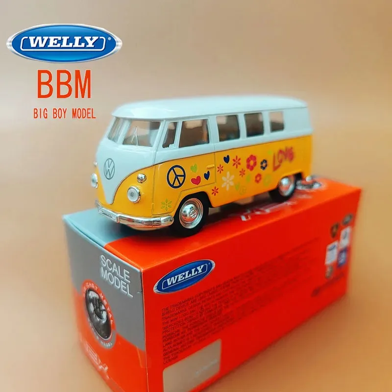 

Original box T1 Bus Truck Car Alloy Pull Back Car Model Boy Collection Gift Static Display