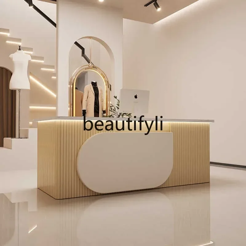 CC Painted Overall Foot Bath Shop Cashier Counter Small and Medium-sized Bar Counter Advanced Front Desk Reception Desk