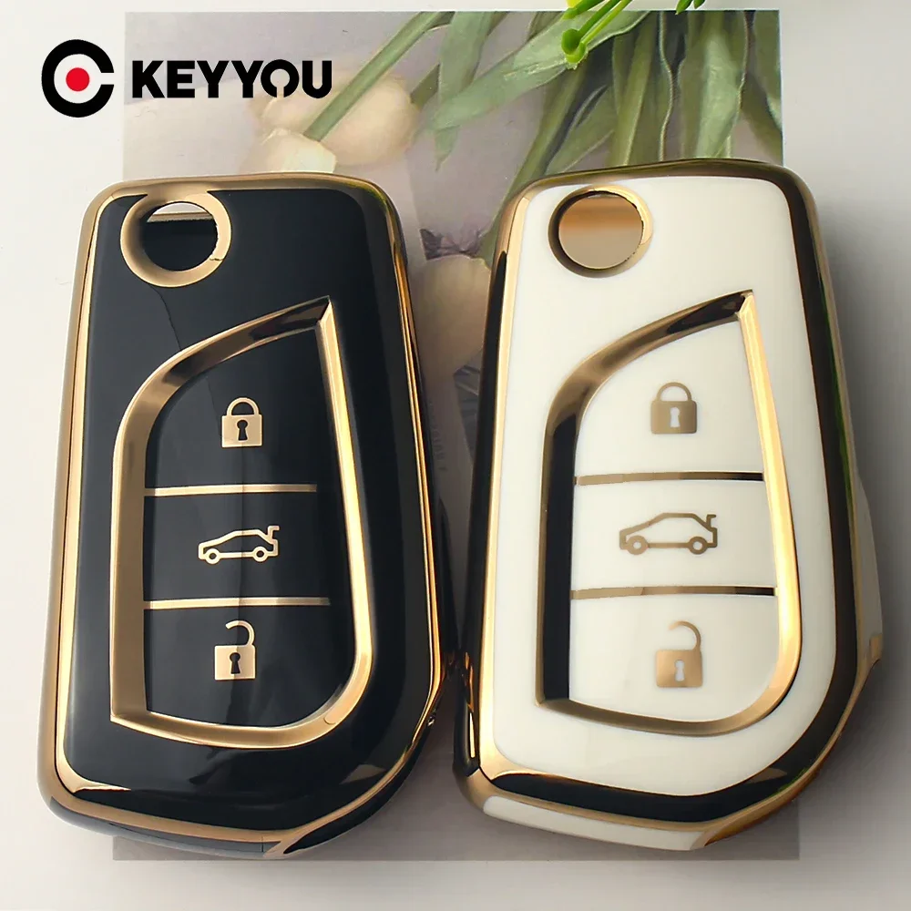 KEYYOU TPU Shell Fob for Toyota Auris Corolla Reiz Avensis Verso Yaris Aygo Rav4 Scion TC IM Car Remote Key Case Cover