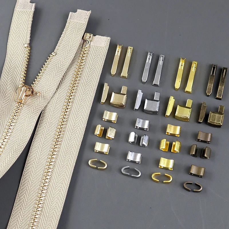 

20/50Sets 3# 5# 8# 10# Zipper Repair Kit Zippers Slider Anti Slip Tail Stop Metal Stopper U Code End Lock Insert Pin Retainer