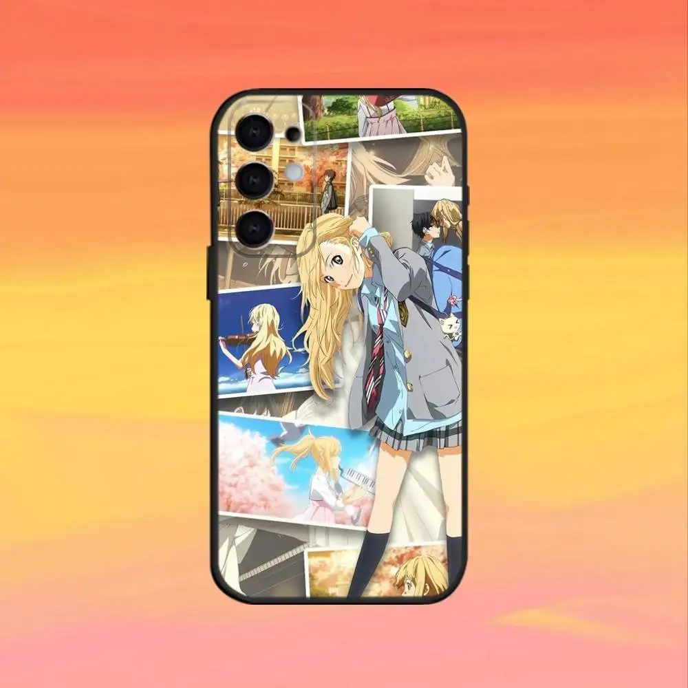 Funda de teléfono de cómic Y-Your L-lie IN APRIL para Samsung S25, S24, S21, S22, S23, S30, Ultra, S20, Plus, Fe, Note, funda negra de 5G