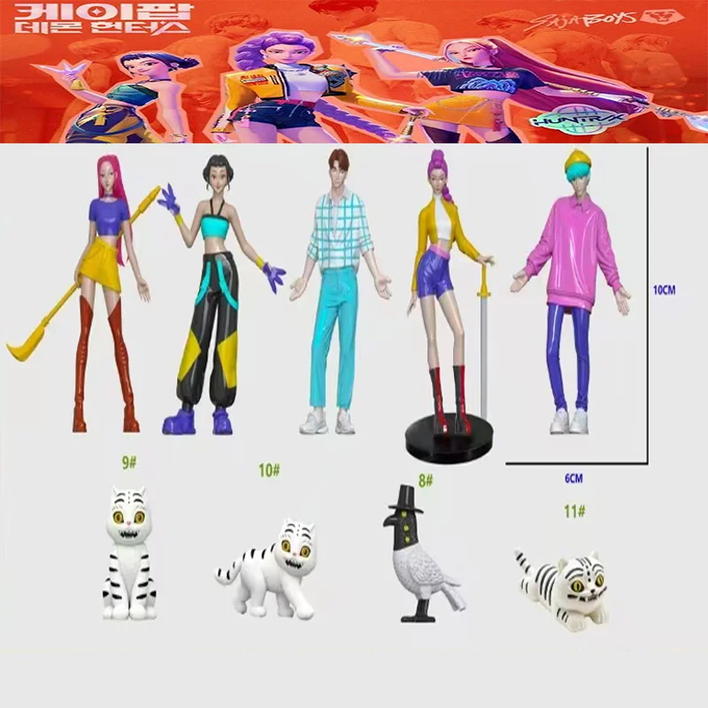 9pcs Anime Demons Hunters Figure Rumis Miras Zoeys Tiger Figurine Toy Desk Decoration Statues Ornament Birthday Gift For Kid