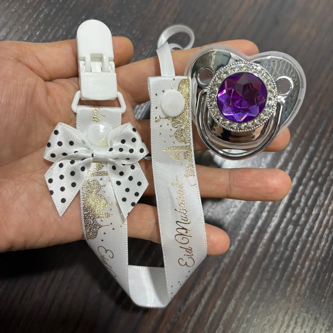 Infant Comfort Soother Realistic Silicone Nipple with Dust Cover & Durable Chain Clip Cute Baby Gift