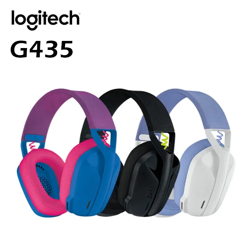 

Logitech G435 Lightspeed Gaming Headset 7.1 Surround Sound Built-in Mics Bluetooth Wireless Game Headphone for PC/PS/Laptop