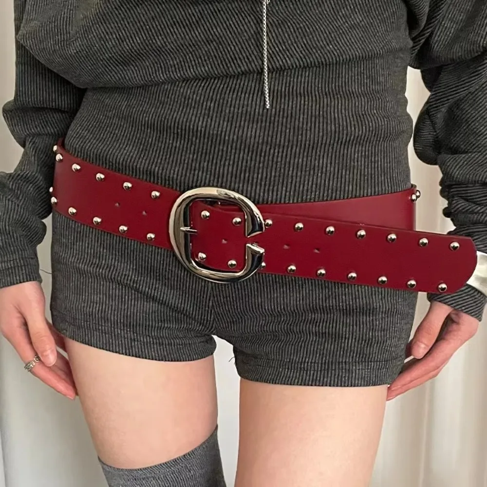 

Vintage Designer Wide Women's Belt Cool Style Y2k Rivet Waist Belt American Gothic Dress Jeans Belt Streetwear