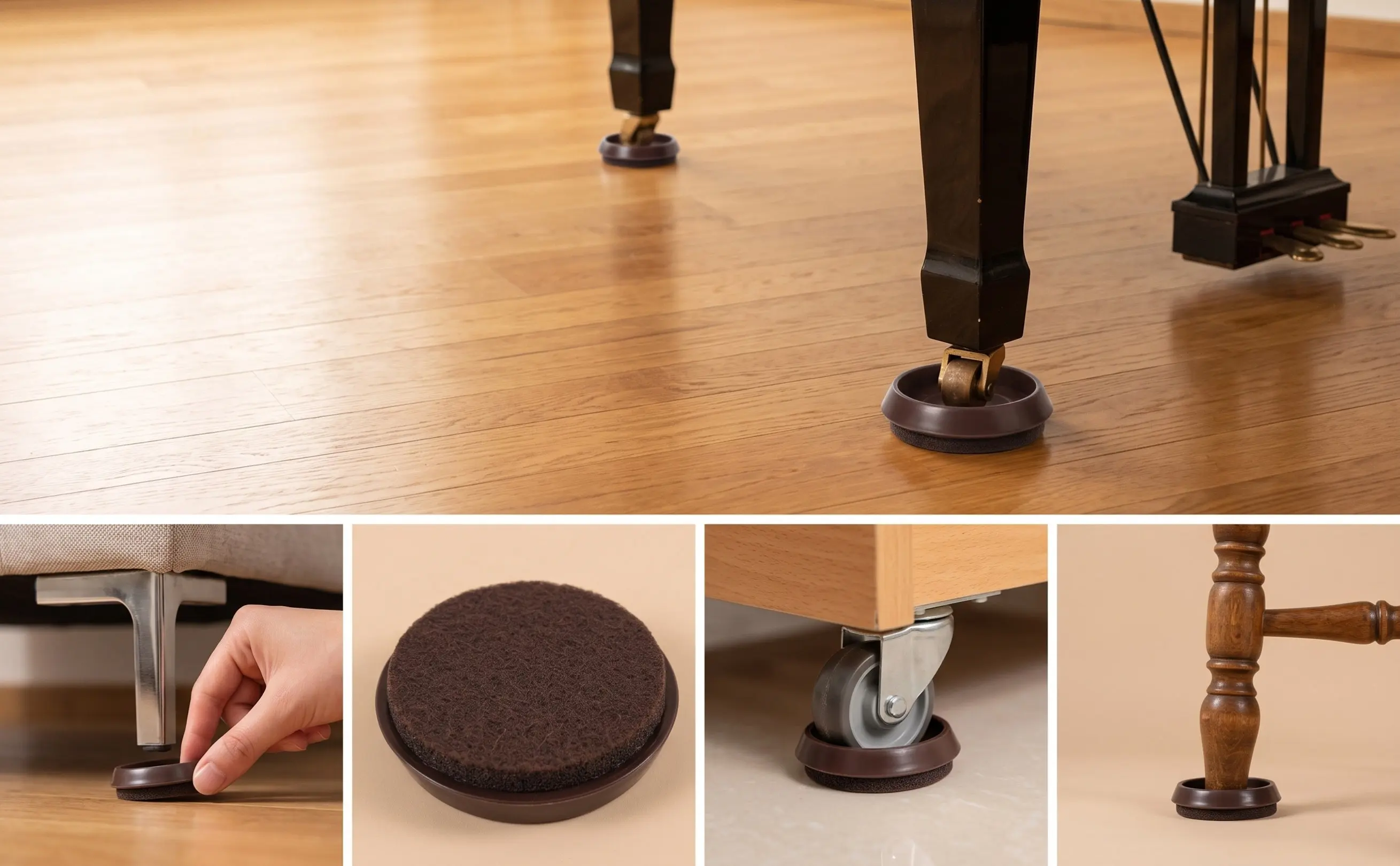 10Pcs Premium Felt Furniture Caster Cups Non-Slip Wheel Stoppers Floor Protection for Hardwood Floors Chair Leg Protectors