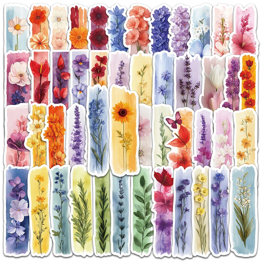 

50pcs Colorful Cartoon Plants Flowers Stickers DIY Decoration Decals For Luggage Guitar Laptop Phone Diary Waterproof Stickers