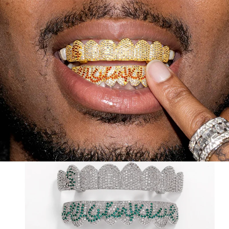 Body Jewelry Men - TOPGRILLZ Iced Out 8/8 Dollars Pattern