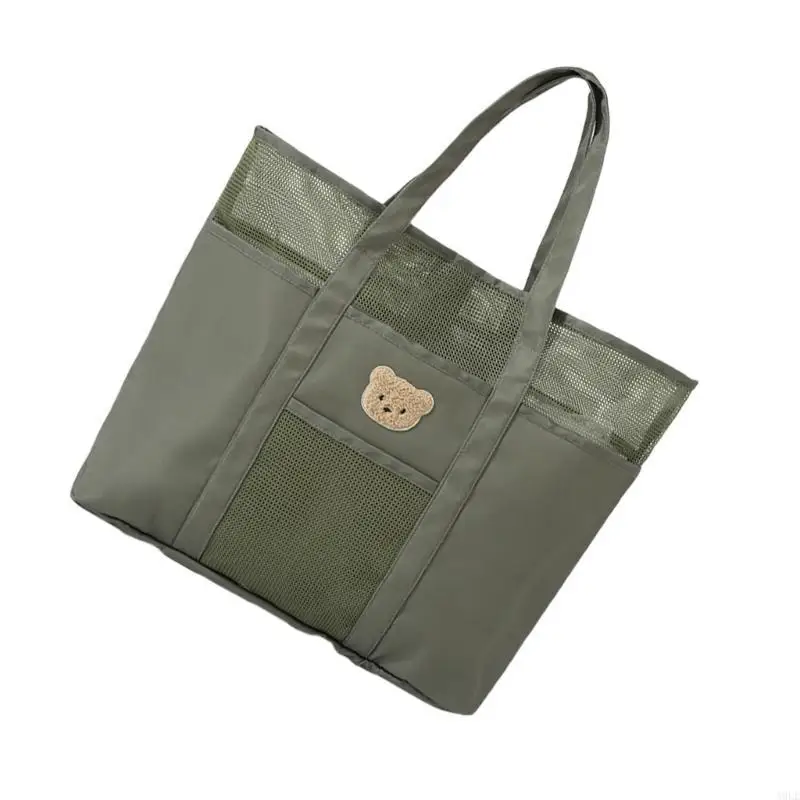 

Convenient Maternity Bag Portable Storage Handbag with Ample Space for Baby Supplies with Bear Embroidery Pattern