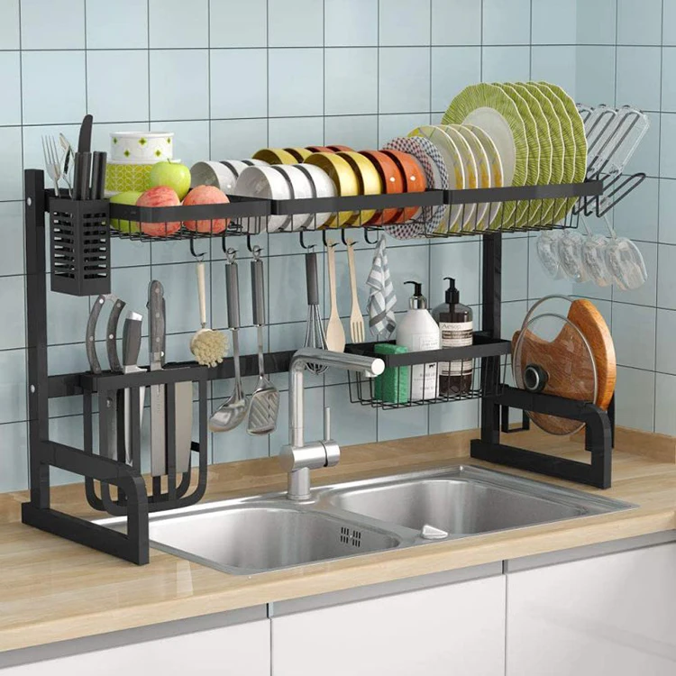 

%￥Modern 2-Layer Metal Dish Plate Drainer Over-the-Sink Kitchen Rack Counter Cheap Storage Kitchen Bathroom OEM Design Available